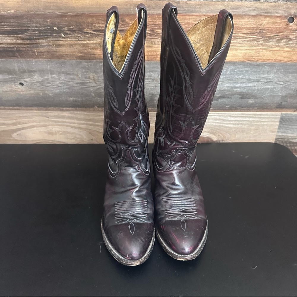 VTG Tony Lama Western Cowboy Boots 2996‎ Elegant Boot Red Burgundy Men’s 8.5 EE - Picture 7 of 14